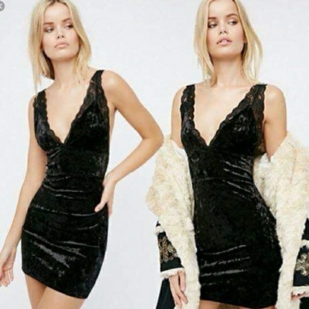NWOT Free People Intimately Velvet & Lace Mini Dress Large